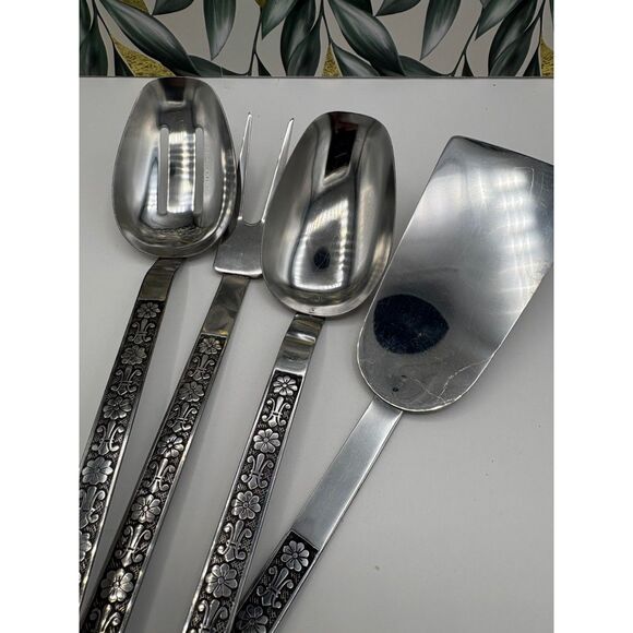 Vintage MCM 5 Piece Hanging Kitchen Tool Set Interpur Fleur di Lis Flowers - Picture 3 of 5